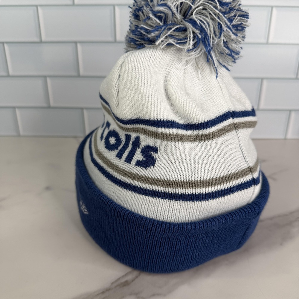 Indianapolis Colts Hat Beanie Mens Blue NFL Football Pom Knit Cuffed New Era - Picture 5 of 11